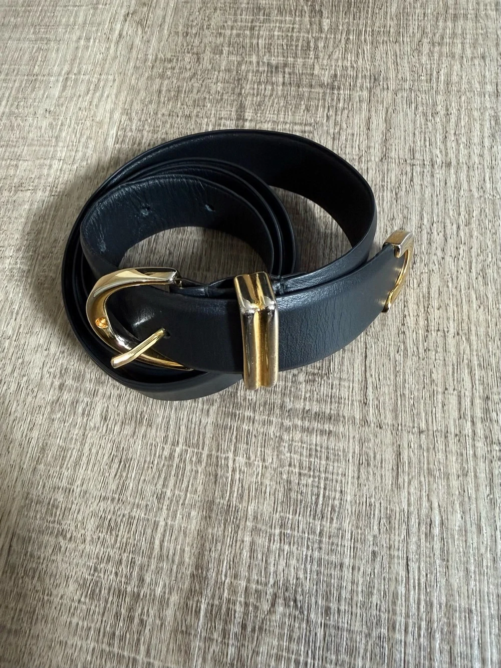 Khaite Belt Black Leather Gold Buckle 90 L